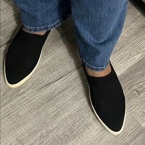 Mark Nason Black Knit Slip-On Loafers
